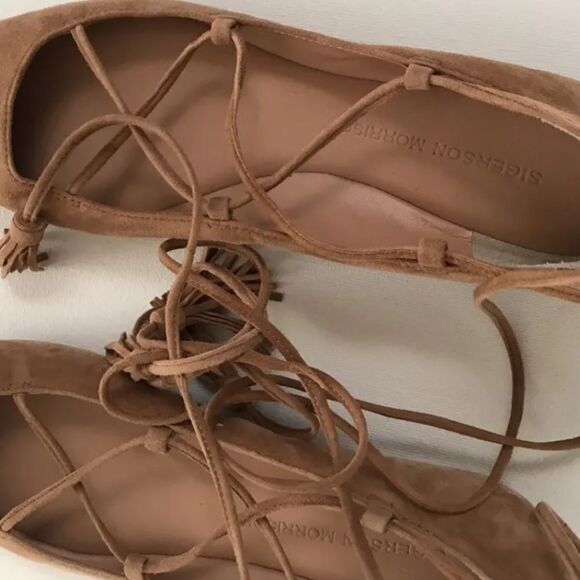Women Sigerson Morrison Suede Closed Toe Flat Lacing Leather MSRP $275 Size 6 - Picture 3 of 7